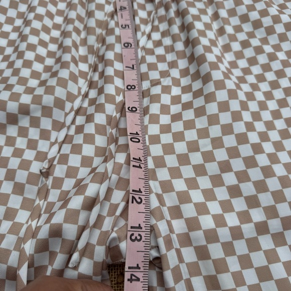 Moodie Checkered Maxi Pants Cream and Brown Size Medium - Picture 7 of 13